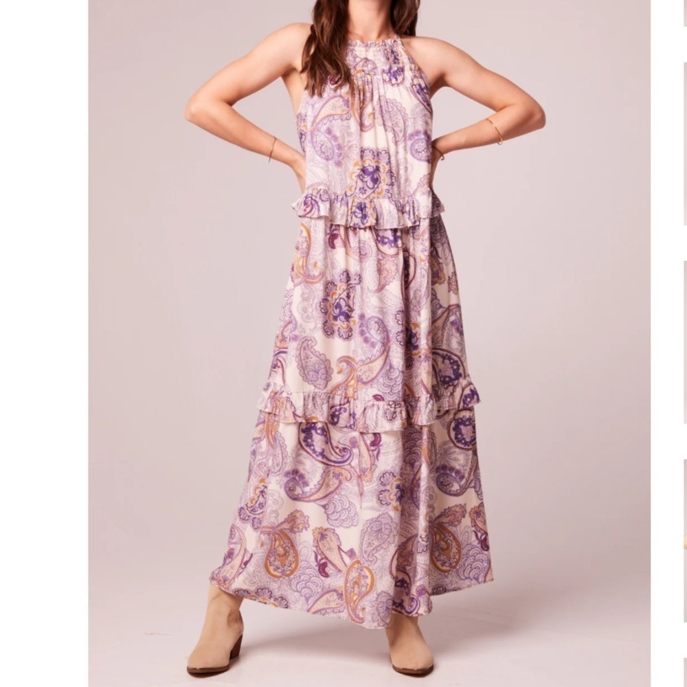 Band of the free LILIANE PURPLE PAISLEY TIERED MAXI DRESS
